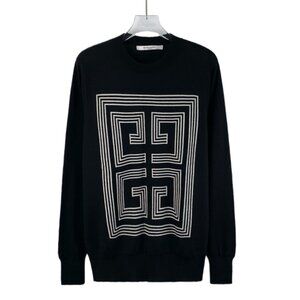 HW0656 Givenchy Givenchy black logo printed wool round neck long-sleeved sweatsh